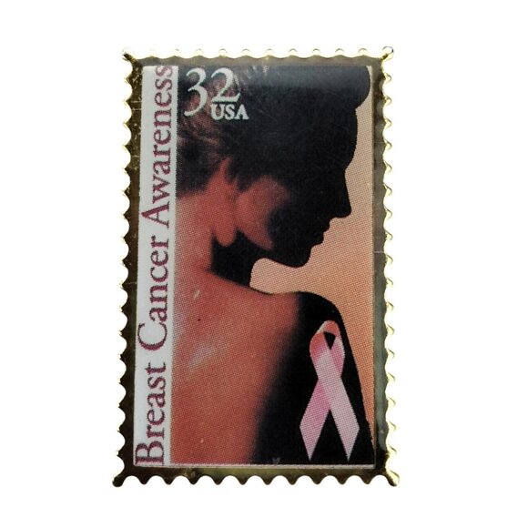 Breast Cancer Awareness Stamp Pin Brooch 32 USA - Picture 2 of 3